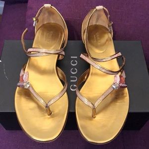 Gucci rose gold firefly embellished sandals